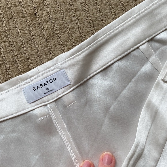 Babaton Refined Satin Cargo Pant, bone/white high waisted pant, size 16. - Picture 6 of 14